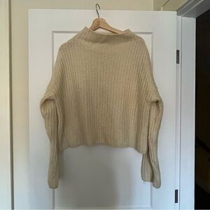 vintage chunky ribbed fisherman knit ribbed relaxed boxy fit cream sweater